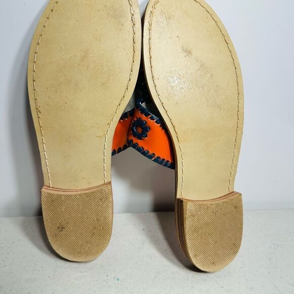 Jack Rogers Flat Orange UVA Leather Palm Beach Navajo Hampton Sandals Womens 8 - Picture 6 of 6